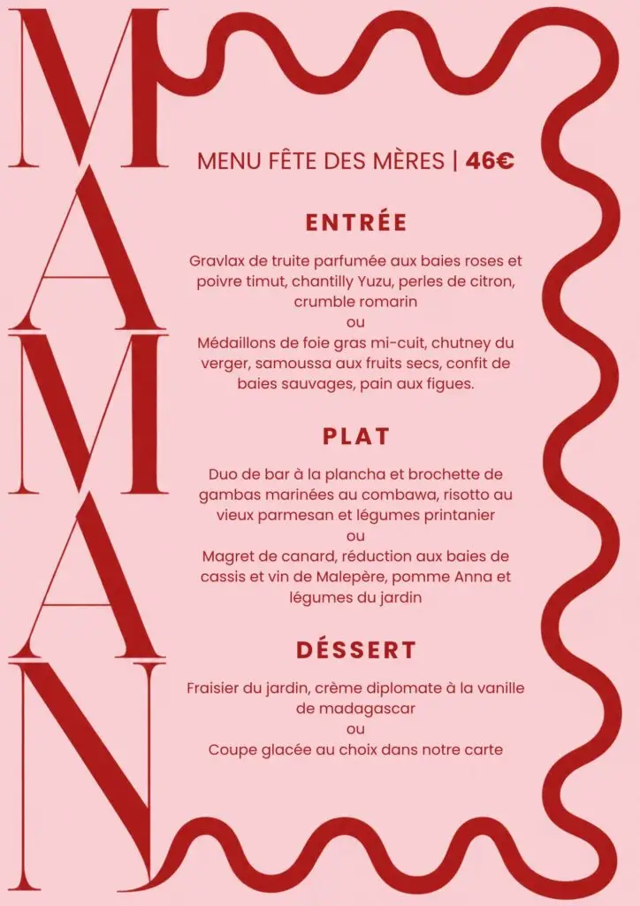 Menu Fête des Mères 2026